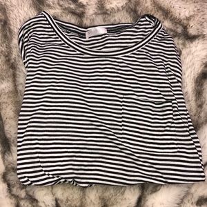 Soft black and white striped short sleeve T-shirt